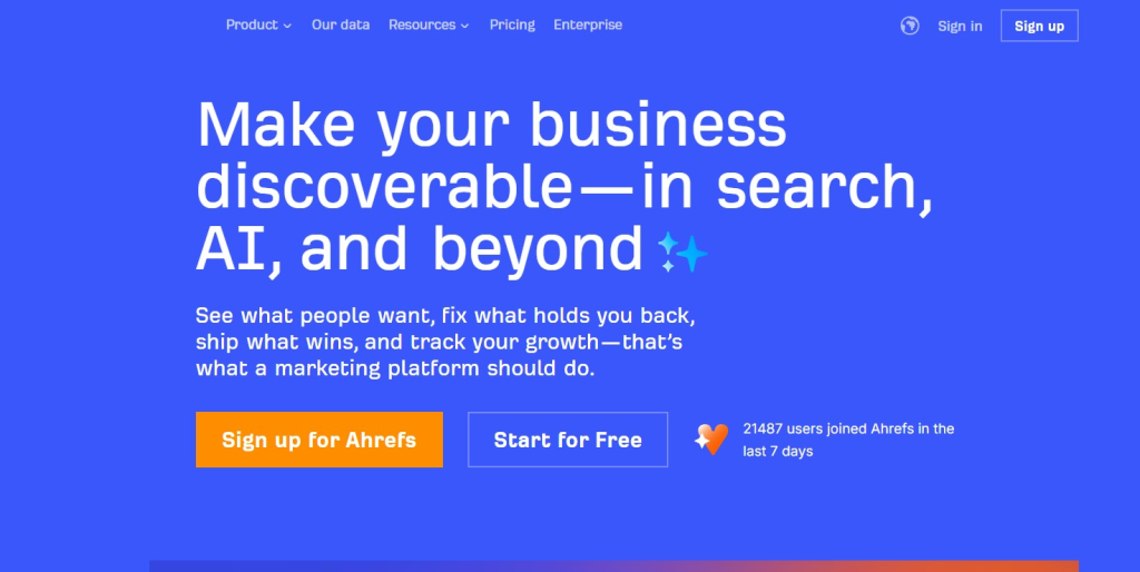 7. Ahrefs / Ubersuggest — Competitive SEO Insights