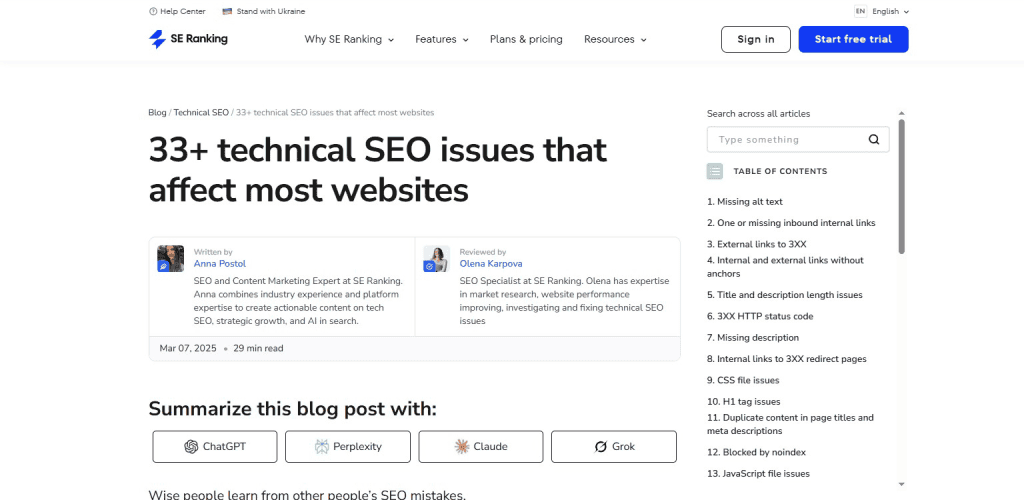 3. Technical SEO Issues