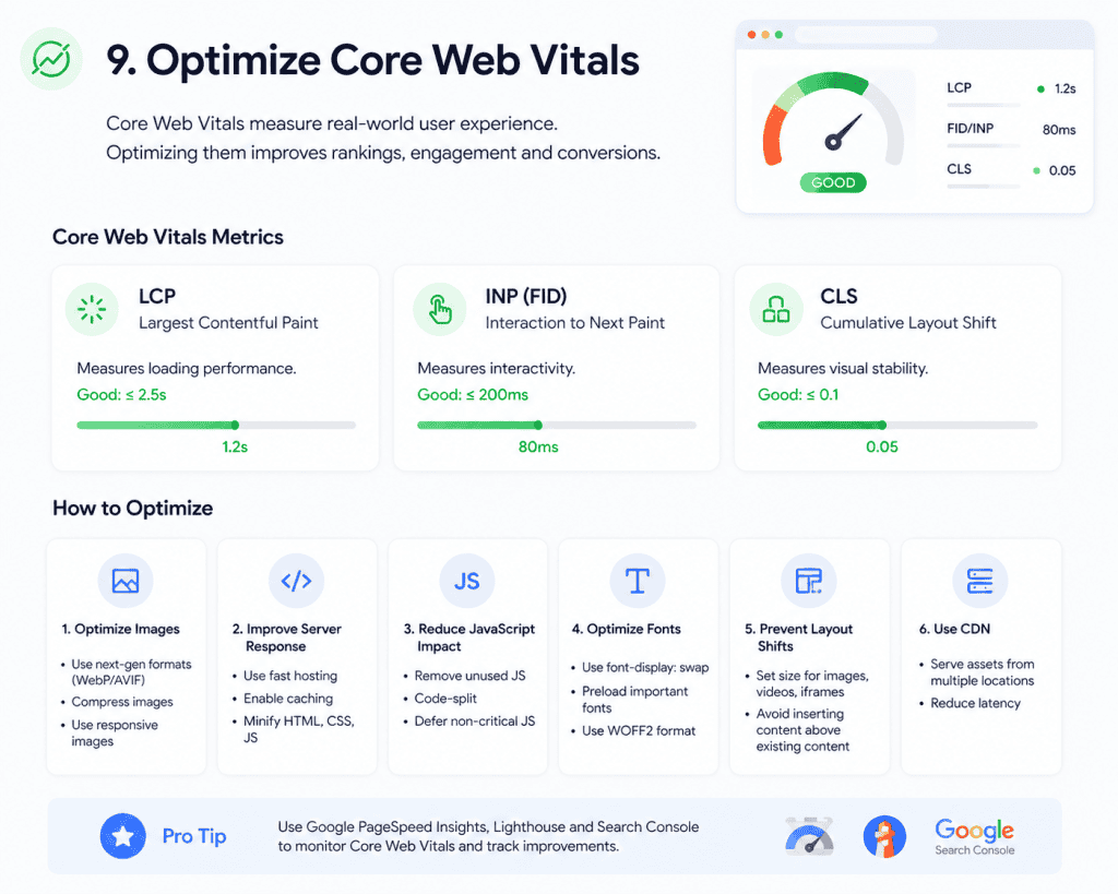 9. Optimize Core Web Vitals