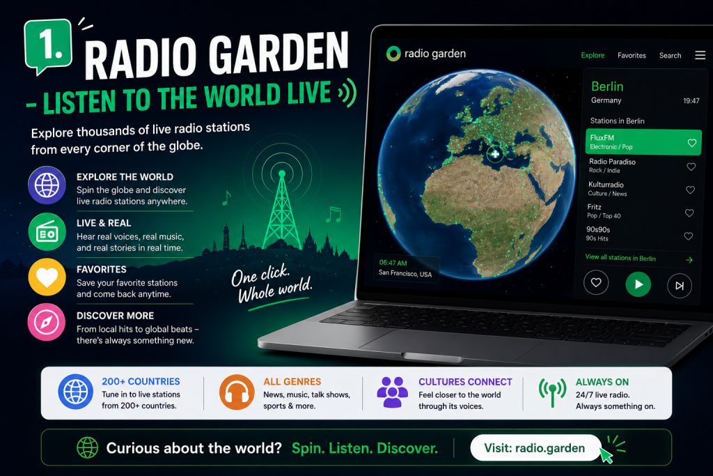 1. Radio Garden – Listen to the World Live