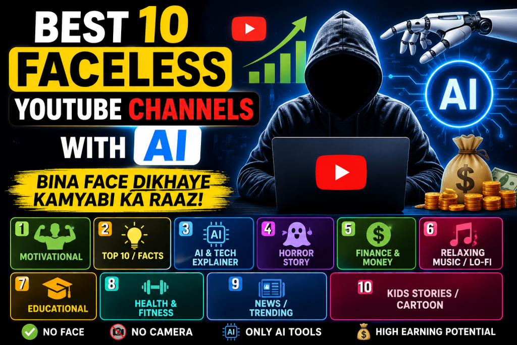 Best 10 Faceless YouTube Channels with AI