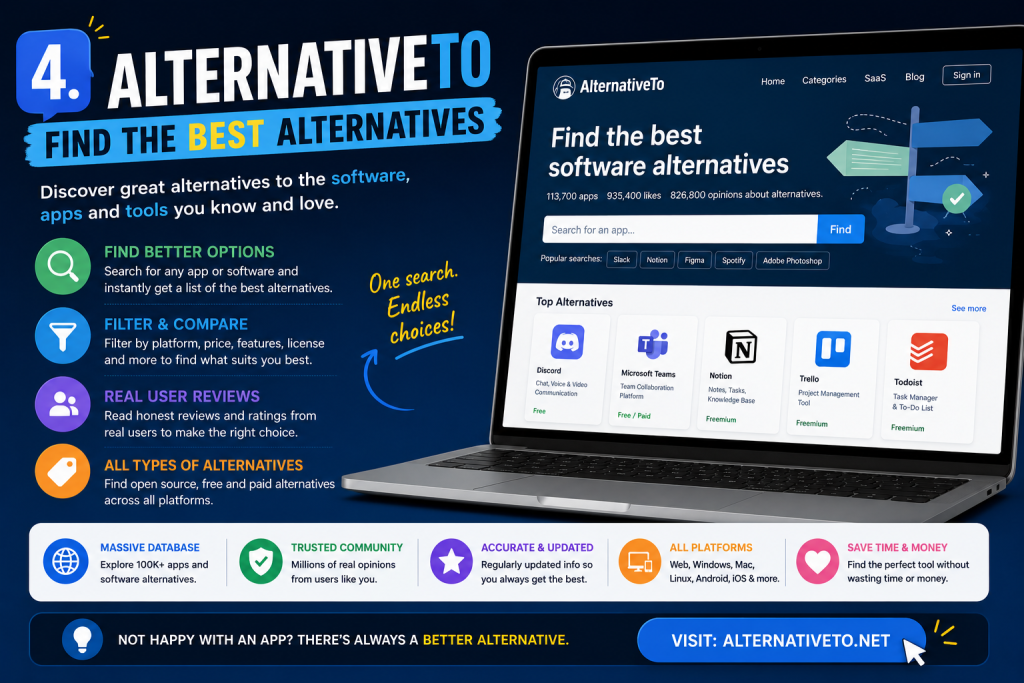 5. AlternativeTo – Find the Best Alternatives